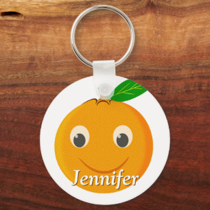 Orange Drawing Custom Name Key Ring