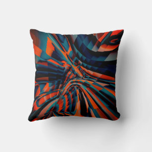 Orange drawing of squares aligned on twisted base  cushion