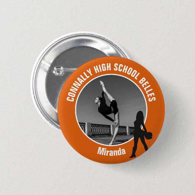 Orange Drill Team Photo High School Dancer 6 Cm Round Badge (Front & Back)