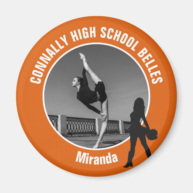 Orange Drill Team Photo High School Dancer Magnet (Front)