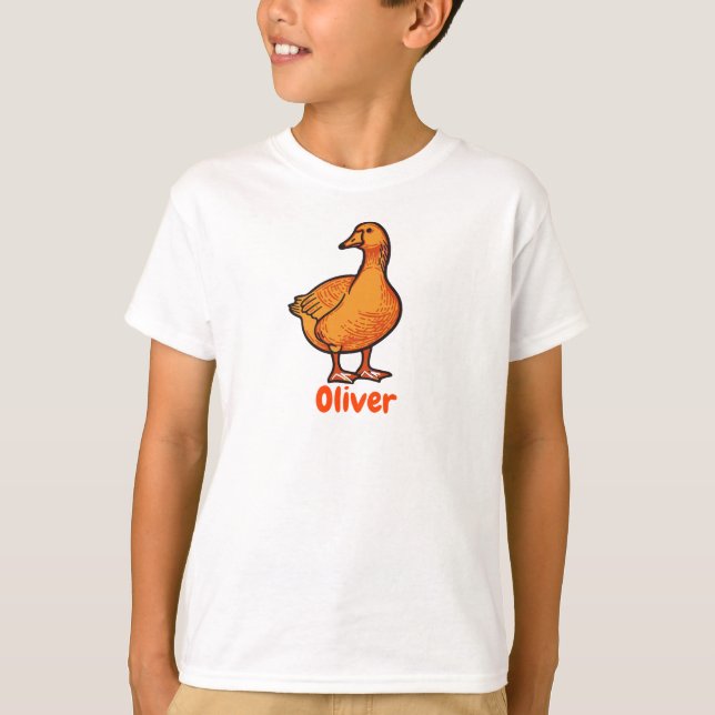Orange Duck Kids T-Shirt – Cute and Playful Animal (Front)