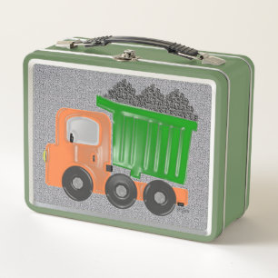 Orange Dump Truck Trucks Vehicles Metal Lunch Box