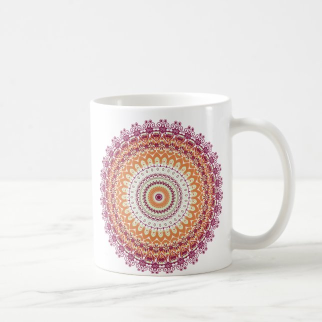 Orange Elegance Mandala Kaleidoscope Coffee Mug (Right)