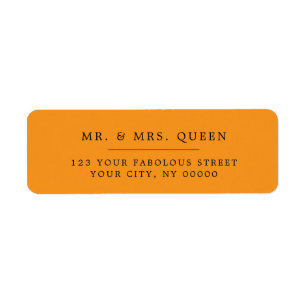 Orange Elegant Classic Simple Return Address