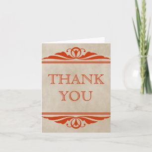 Orange Elegant Deco Thank You Card