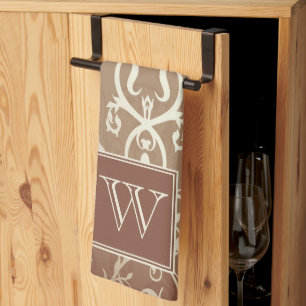 Orange Elegant Flourish Monogram Towel