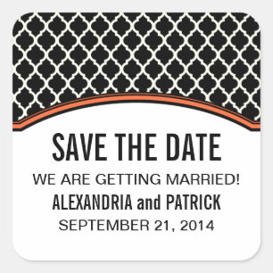 Orange Elegant Quatrefoil Save the Date Stickers