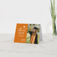 Orange Elegant Script Photo Minimalist Graduation