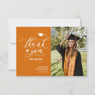 Orange Elegant Script Simple Graduation Thank You Invitation