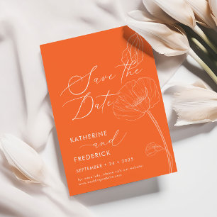 Orange Elegant Wildflowers Save the Date  Invitation