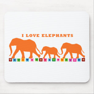 Orange Elephants Walking Mouse Pad