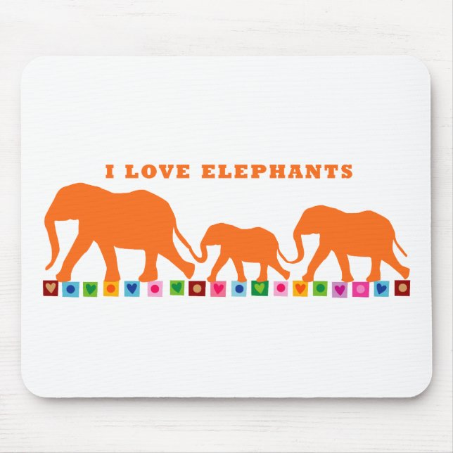 Orange Elephants Walking Mouse Pad (Front)