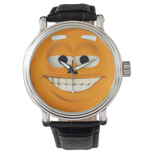 Orange Emoticon With White Teeth Watch