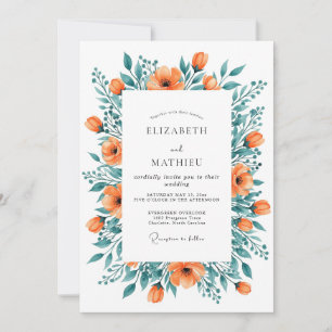 Orange Energetic Spring Wedding Invitation