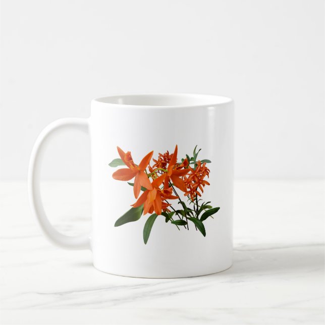 Orange Epidendrum Orchid Coffee Mug (Left)