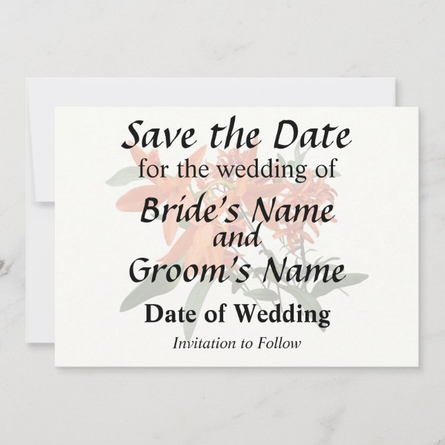 Orange Epidendrum Orchid Save The Date (Front)