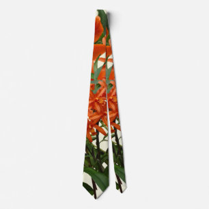 Orange Epidendrum Orchid Tie