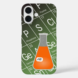 Orange Erlenmeyer Flask (with Initials) Chemistry iPhone 16 Case