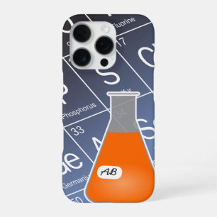 Orange Erlenmeyer Flask (with Initials) Chemistry iPhone 16 Pro Case