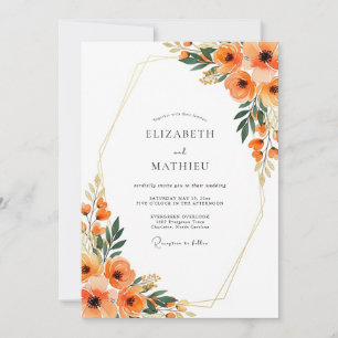 Orange Ethereal Autumn Wedding Invitation