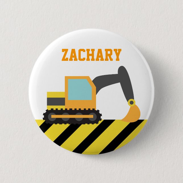 Orange Excavator Construction Vehicle Button (Front)