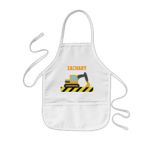 Orange Excavator, Construction Vehicle, For kids Apron