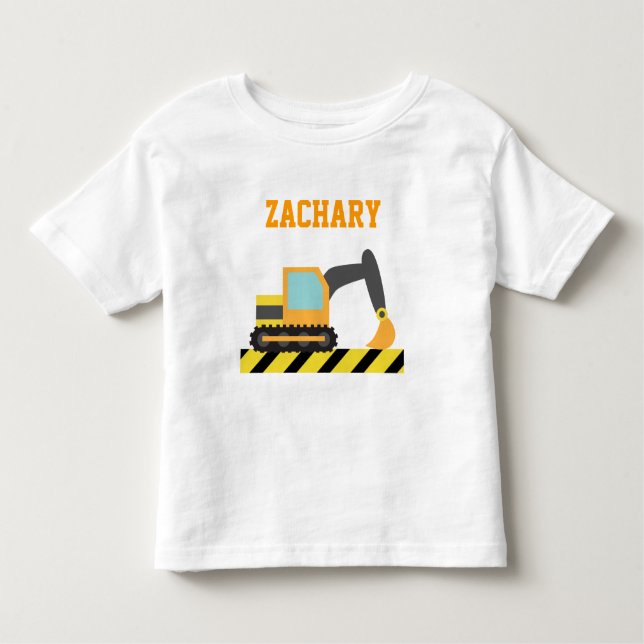 Orange Excavator, Construction Vehicle, For kids Toddler T-Shirt (Front)