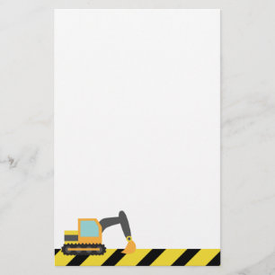 Orange Excavator, Construction Vehicles, for Kids Stationery