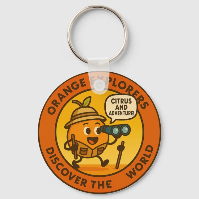 Orange Explorers Discover The World Key Ring (Front)