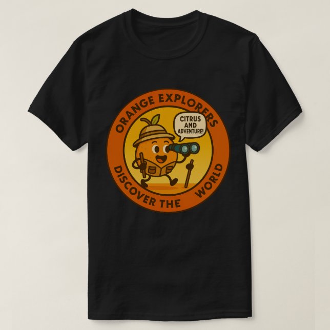 Orange Explorers Discover The World T-Shirt (Design Front)