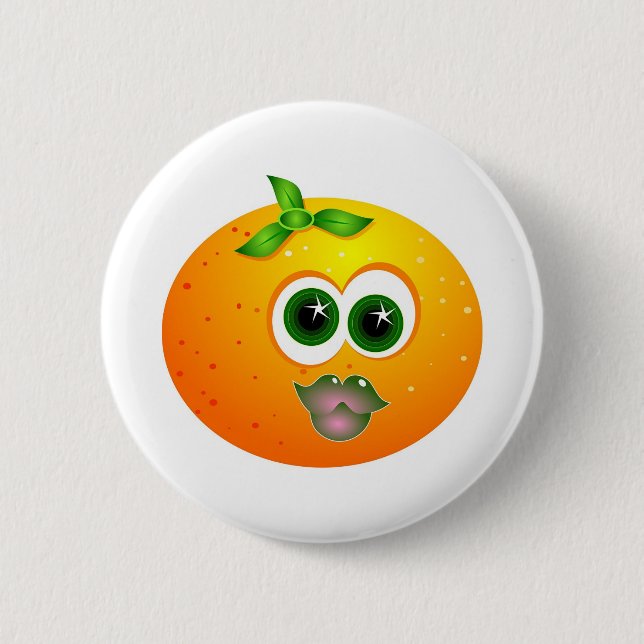 Orange Face 6 Cm Round Badge (Front)