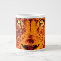 Orange Face of Lion with Flames