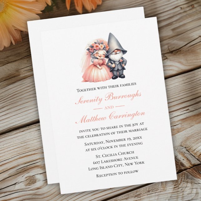 Orange Fairytale Gnome Wedding Cute Woodland  Invitation (Creator Uploaded)