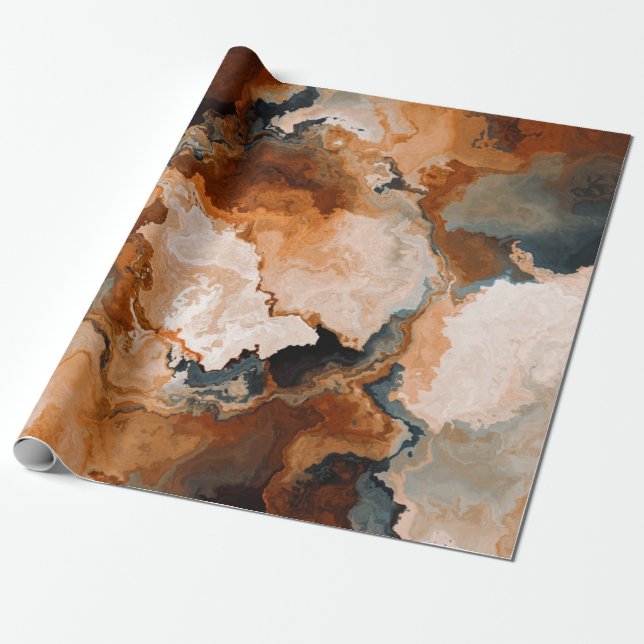 Orange Fall Autumn Watercolor Stone Wrapping Paper (Unrolled)