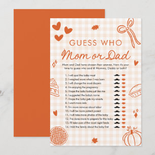 Orange Fall Cutie Pie Guess Who Mum or Dad Game Invitation