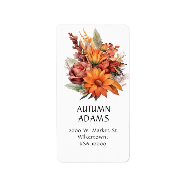 ORANGE FALL FLORAL ARRANGEMENT LABEL (Front)