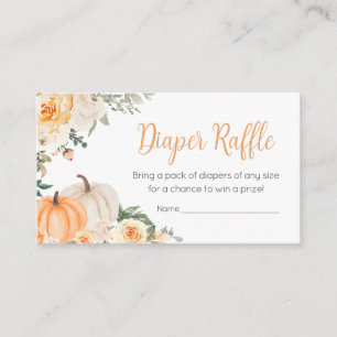 Orange Fall Floral Pumpkin Diaper Raffle Enclosure Card