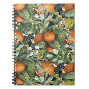 Orange fall fruit pattern notebook