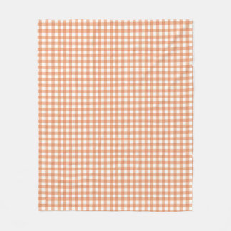 Orange Fall Gingham Grid Stripes Pattern Fleece Blanket