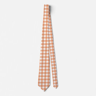 Orange Fall Gingham Grid Stripes Pattern Tie