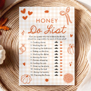 Orange Fall Honey Do List Bridal Shower Game Invitation