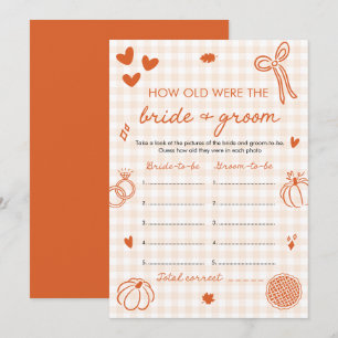 Orange Fall How Old Were The Bride & Groom Game Invitation