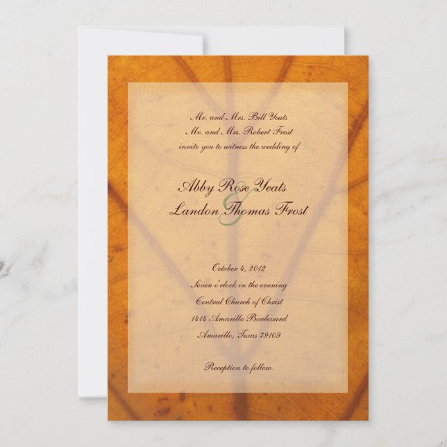 Orange Fall Leaf Wedding Invitation (Front)