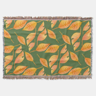 Orange Fall Leaves Custom Throw Blanket