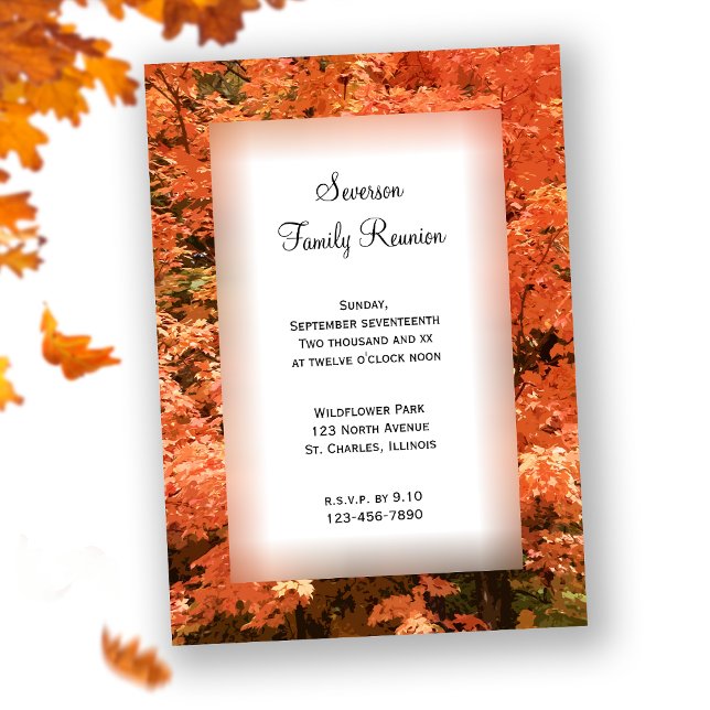 Orange Fall Leaves Family Reunion Invitation (Creator Uploaded)