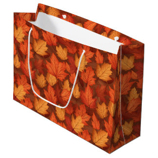 Orange fall leaves large gift bag