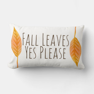 Orange Fall Leaves Yes Please Autumn Lumbar Cushion