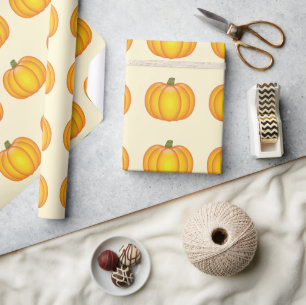 Orange Fall Pumpkin Pattern Wrapping Paper