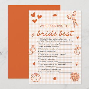 Orange Fall Who Knows The Bride Best Bridal Game Invitation