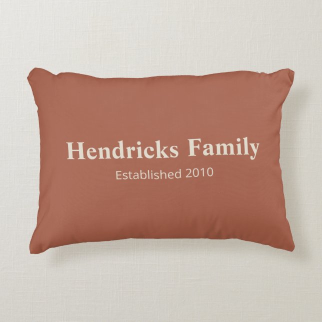 Orange Family Name "Established" with Back Pattern Decorative Cushion (Front)